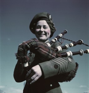 Lillian Grant, 23, was an experienced piper asked to recruit, train and lead the Canadian Women Army Corps’ Pipe Band. Library and Archives Canada / e010785939